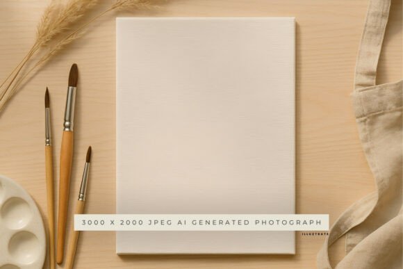 Canvas and Paint Brushes Mockup