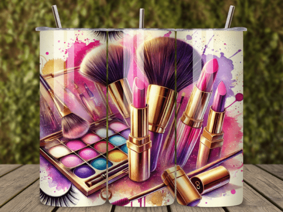 Colorful Makeup Brushes Tumbler Design – A Creative Canvas for Personal and Business Use