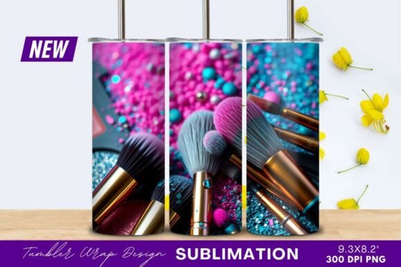 Glamorous Makeup Brushes with Pink Tumbler Design