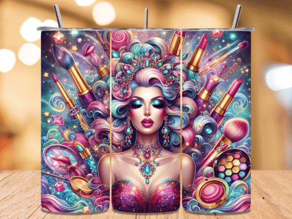 Glamour Queen Makeup Brushes Tumbler PNG Design