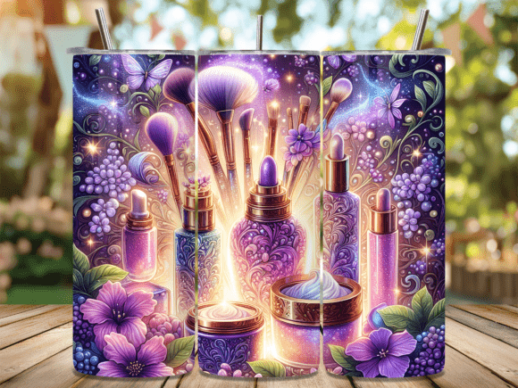 Glitter Makeup Brushes Beauty Tumbler Design for Sublimation Projects