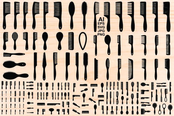 Hair Stylists Brushes Silhouette Design Bundle