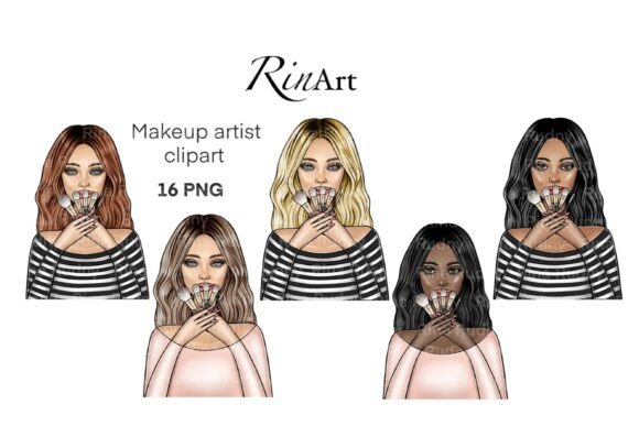 Make Up Clipart Girl with Brushes PNG – A Versatile Design Asset for Creative Projects