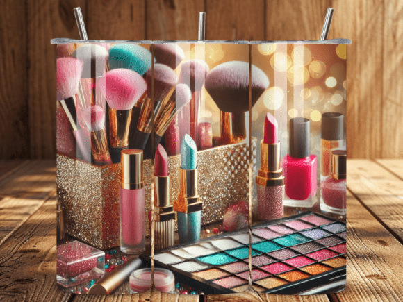 Makeup Beauty Brushes Eyeshadow Tumbler: A Creative Digital Design for Tumbler Enthusiasts