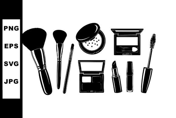 Makeup Brushes & Cosmetic Products Vector Set