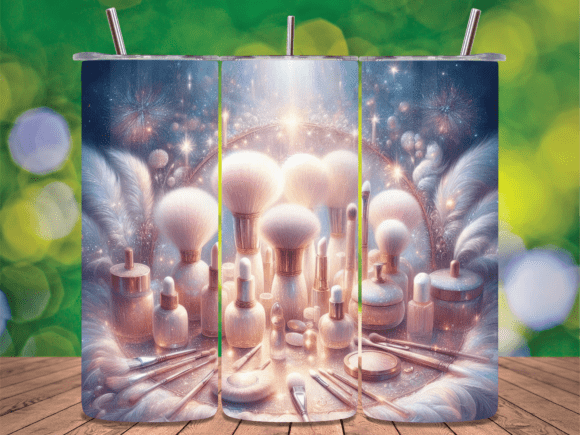 Makeup Brushes Glowing 20oz Tumbler Wrap – A Stylish Digital Design for Custom Creations