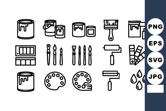 Paint Cans Brushes Rollers Icons: Creative Tools for Visual Storytelling