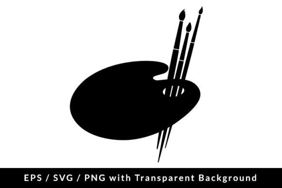 Painter Palette and Brushes Silhouette: A Creative Design Asset
