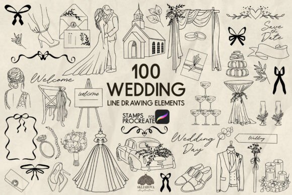 Wedding Procreate Stamp Brushes for Creative Designers